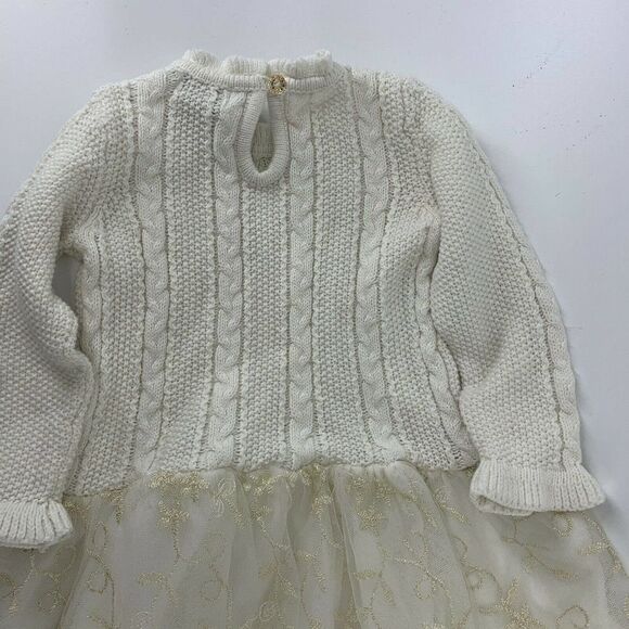 TAHARI 2T White Cable Knit Sweater Tutu Dress - Picture 5 of 9